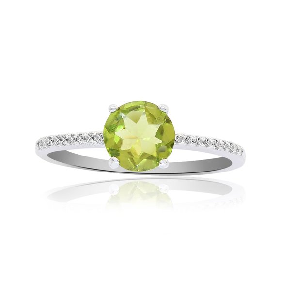 Sterling Silver Peridot Diamond Accent Ring - Picture 4 of 6